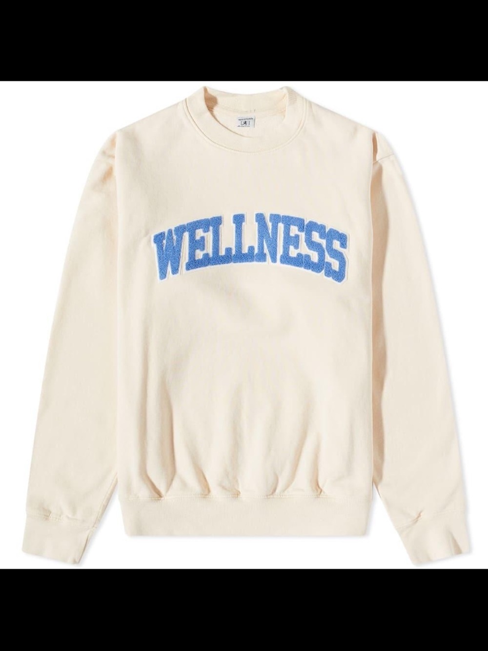 Sporty & Rich Cream Crewneck with Blue WELLNESS Chenille Logo